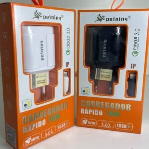 Carregador Rápido 18W 3.0 Peining Iphone Preto/Branco PEI-QC1-2
